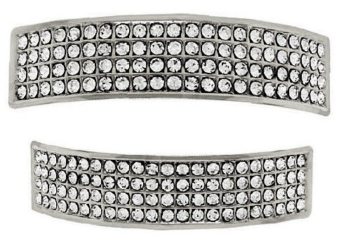 Hip Hop Platinum Silver Teeth Grillz Set 