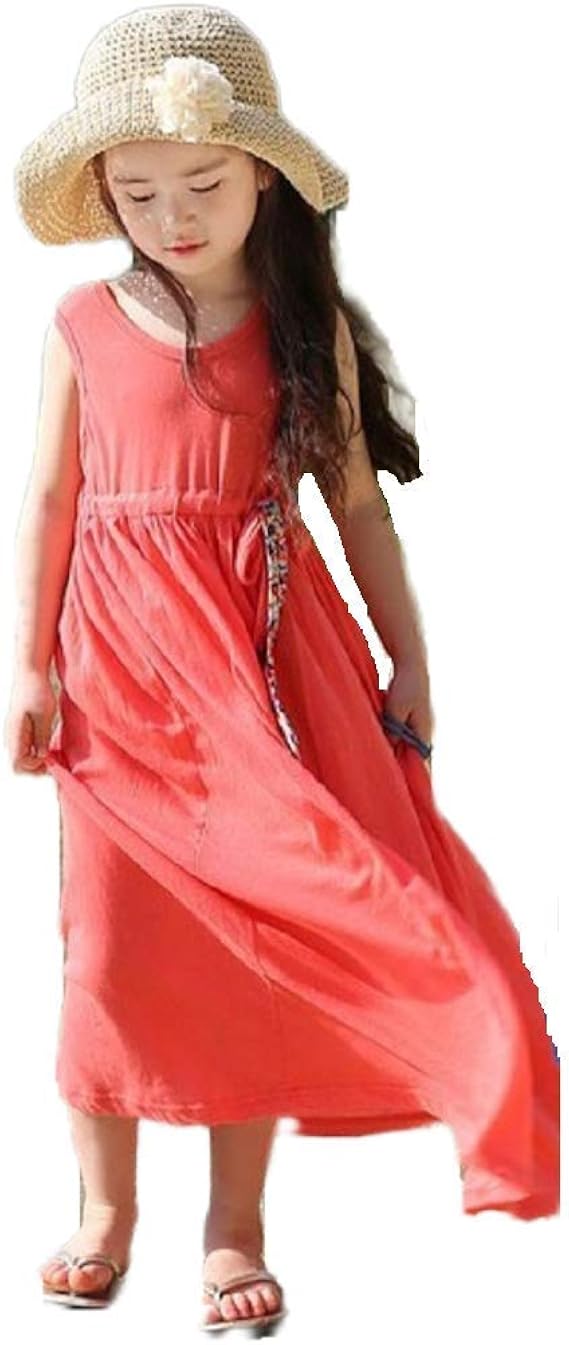 Amazon Kids 無地 ロング ワンピース ノースリップ リゾートワンピース 女の子 キッズ ワンピース チュニック 通販