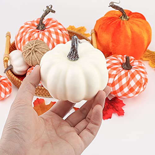 DomeStar Artificial Pumpkins, 12PCS Assorted Pumpkins Fake Pumpkins Farmhouse Pumpkins Fall Pumpkins for Halloween Thanksgiving Decorations