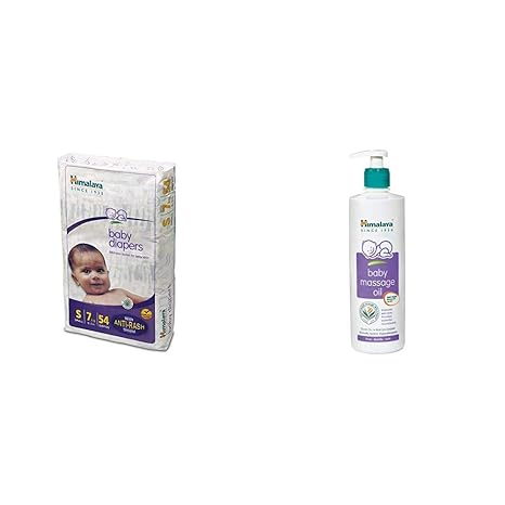 Himalaya Baby Small Size Diapers (54 Count) & Himalaya Baby Massage Oil (500ml)