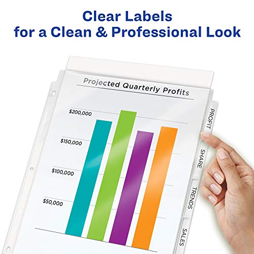 Avery 8Tab Sheet Protector Dividers, Printable Easy Peel Clear Labels