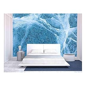 Texture of Ice of Baikal Lake in Siberia - Removable Wall Mural | Self-Adhesive Large Wallpaper - 66x96 inches