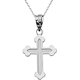 Gold Crucifixes Dainty Greek Orthodox Cross Pendant Necklace in Solid Sterling Silver