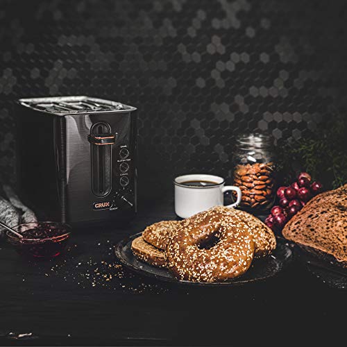 Crux 2Slice Toaster with 6 Setting Shade Control, Black Stainless