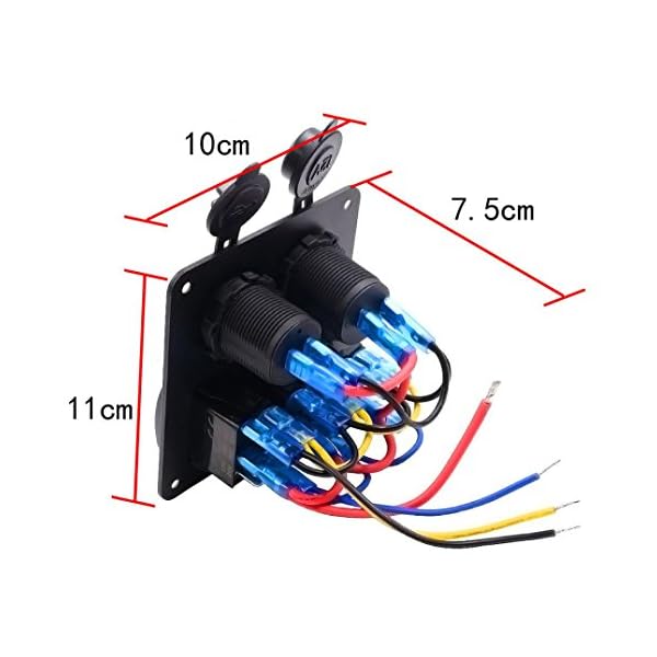 Paymenow-12V-Cigarette-Socket-3-Gang-Waterproof-Double-USB-Power-Charger-Adapter-Flush-Mount-Car-Auto-Boat-Marine-LED-Rocker-Switch-Panel-Circuit-Breakers-for-RV-Car-Boat