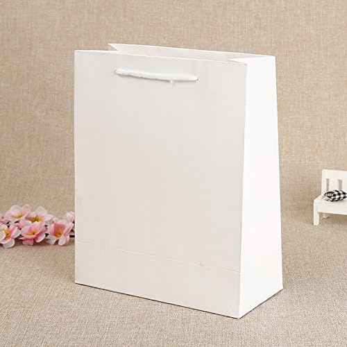 RYTHUN Medium Ivory White Kraft Paper Bags With Durable Rope Handles for Cosmetic Package Pack of 10(11" x 7.9" x 4")