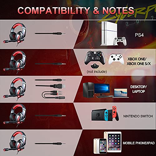 Motast-Auriculares-Gaming-con-Cable-para-PS4Xbox-OneNintendo-Switch-Cascos-Gaming-con-Bass-Surround-Auriculares-con-Microfono-Cancelacion-de-Ruido-Auriculares-Diadema-con-35mm-Jack-con-Luz-LED
