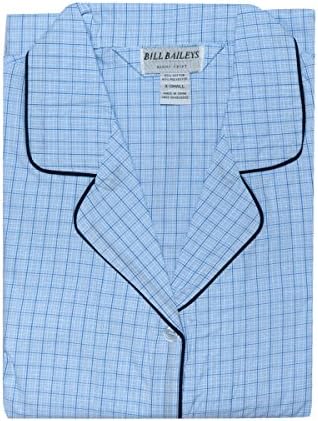 Bill Baileys Sleepwear Big Boys Button Front Woven Pajama Set (12, Light Blue, Checkered)