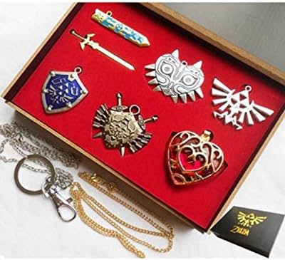 6pcs Legend of Zelda Link Shield Hyrule Sword Necklace Pendant keychain Anime