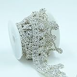 Seasofbeauty Clear Crystal Glass Rhinestone Tassels Chain Costume Trim Sewing Applique 1 Yard Silver