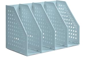 BEANPRECOY Collapsible Magazine File Holder with 4 Compartments, Desktop File Magazine Folder Holder, Vertical Binder Storage