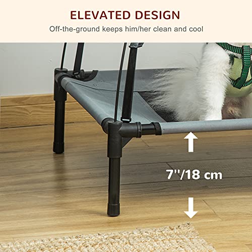 PawHut Elevated Portable Dog Cot Cooling Pet Bed with UV Protection