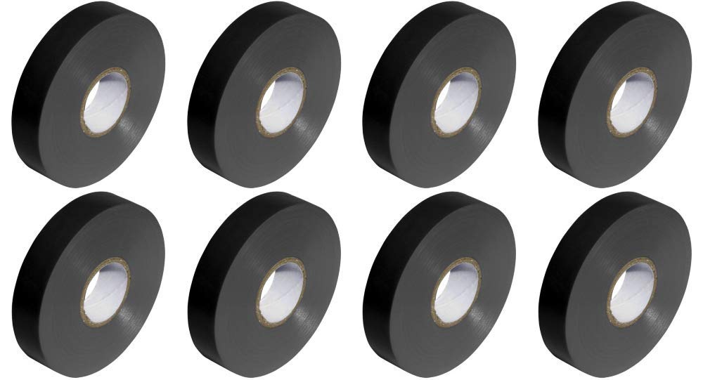 Black PVC Electrical Insulation Tape Roll - 33m x 19mm x8