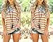 Lkous Women Fashion Sleeveless T-shirt American Flag Printed Camisole Tank Tops (US12-14, Red stripe)