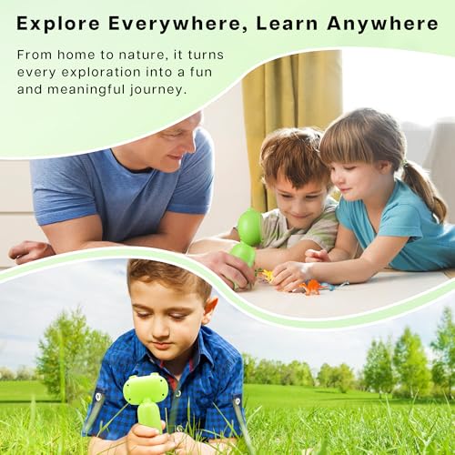 TINYLENS GreenPeek Kids Microscope, Handheld MiniScope for Kids, 2" Screen,1000x Mini Portable Pocket Digital Microscope for Kids, 16GB Card, Kids Educational Science Kit, Gift for Kids (Light Green)