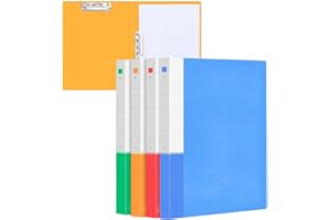 MYUOOT A4 Double Strong Clips File Folder Organizer Clamp Punchless Presentation Binder A4 Punchless Binder with Clamp,Report Covers and Binder with Clips Research and Back to School Binder, 4 Pack