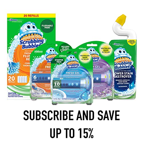 SCRUBBING BUBBLES CONTINUOUS CLEAN TOILET DROP-INS, AUTOMATIC BLUE TOILET BOWL CLEANER, SEPTIC-SAFE TANK TABLETS REMOVE HARD WATER MINERALS & LIMESCALE, STAIN & SMELL PROTECTION, 5 COUNT (PACK OF 1)