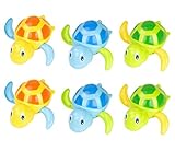 Zooawa 6 Pcs Turtle Bath Toy Baby Toddler Toys Summer Pool Water Bath Fun Time Cute Sets,Eco-Friendly Material, 3 Colors - Blue, Orange, Green