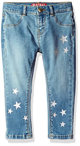 GUESS Baby Girls' Star Skinny Jeans, Light Blue Super Bright Wash, 6/9M