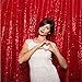 2 Pieces 2FTx8FT Sequin Backdrop Glitter Sequin Curtains Backdrops Drapes Party Photography Background (4ft x 6ft, Red)
