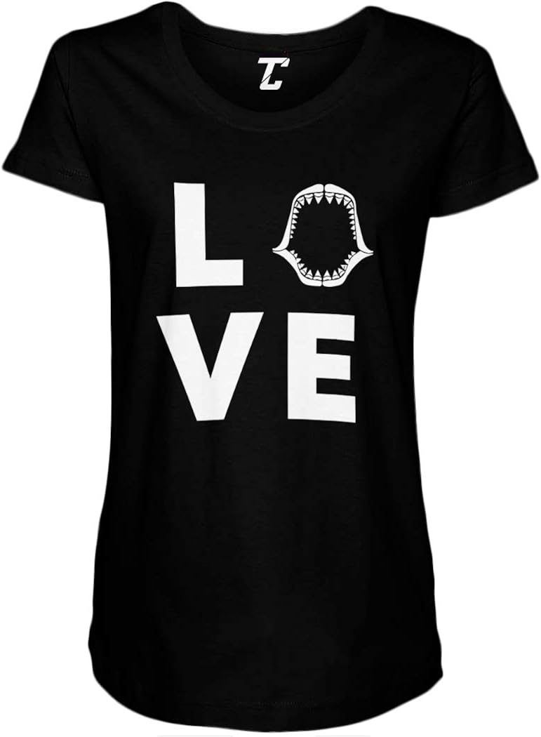 Love Shark - Jaw Teeth Tooth Great White Side Ruched Maternity T-Shirt