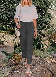 Acelitt Womens High Waisted Linen Pants Drawstring