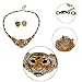EVER FAITH® Gold-Tone Austrian Crystal Black Enamel Big Tiger Head Necklace Stud Earrings Set Brown
