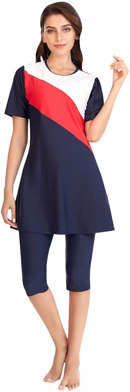 Maillot De Bain 3 Pièces Femme Musulmane - Manches Longues, Bonnet, Pantalon - Nylon/élasthanne, Protection UV - Pour Natation, Plage, Surf