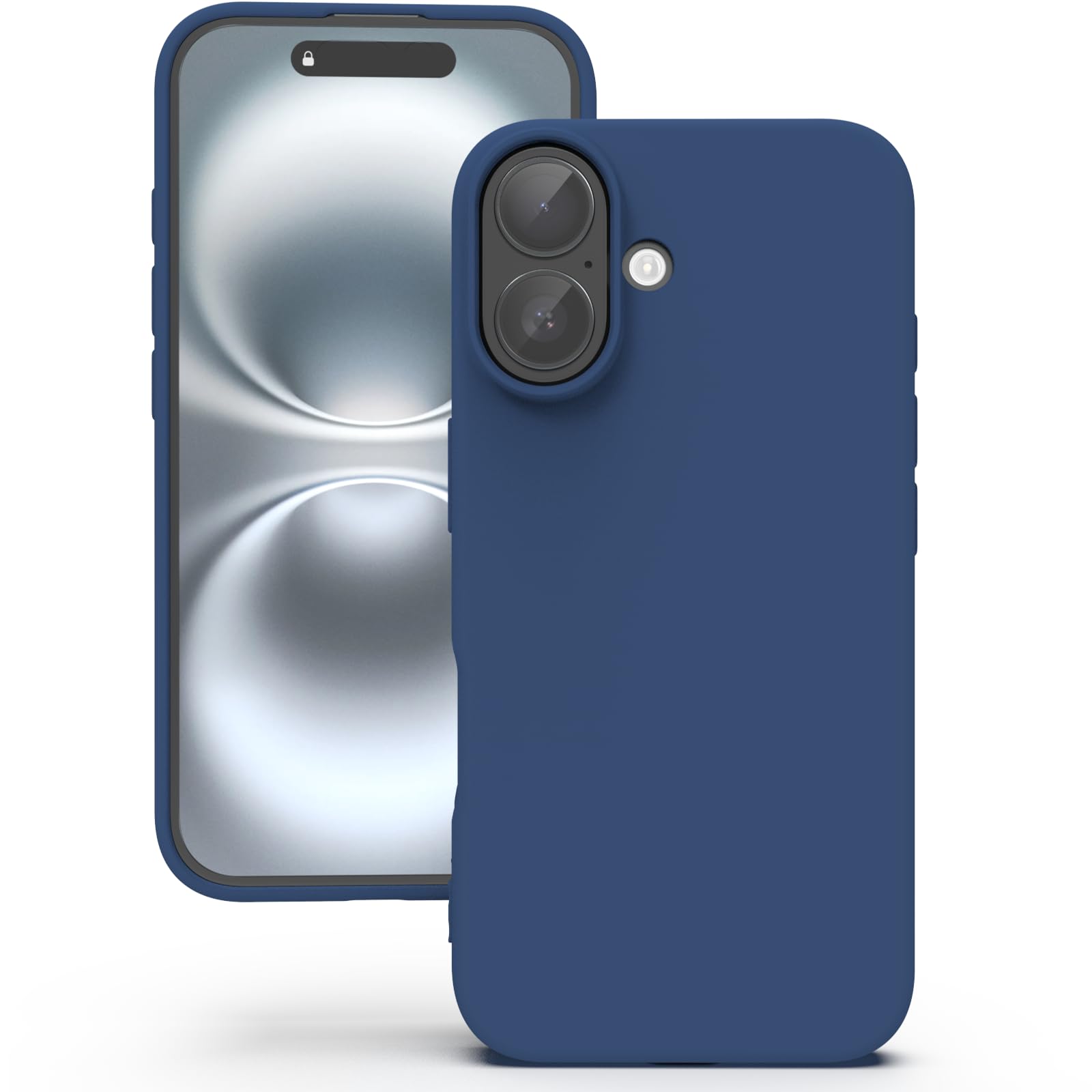 YATWIN Silicone Case for iPhone 16, Soft-Touch, Shockproof, DustProof, Antiskid Full Body Armour Phone Cover for Apple iPhone 16 - Dark Blue