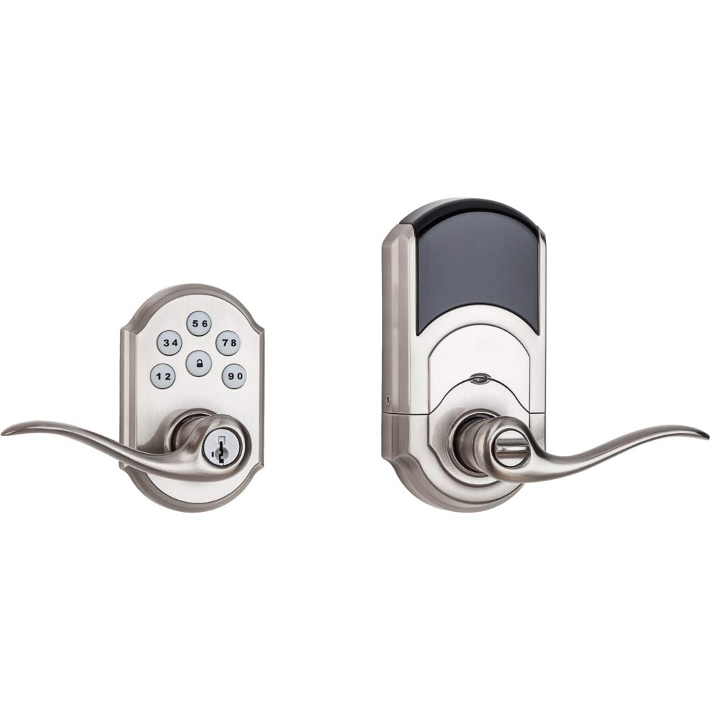Photo 1 of Kwikset Smartcode 912 Z-Wave Plus Keypad Lever Deadbolt Door Lock, One-Touch Locking, and Auto-Lock Enabled with Reversible Tustin Levers and SmartKey Security, Satin Nickel