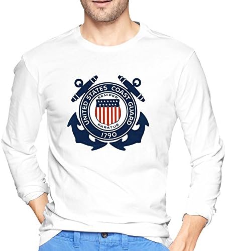 Men's Mchero Vintage United States Coast Guard Logo Long Sleeve T-shirt White