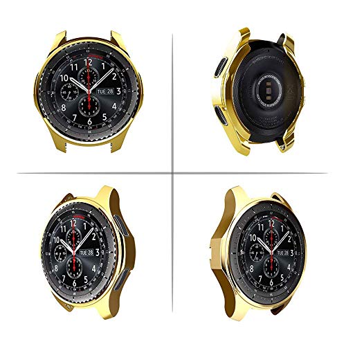 Nsoar Compatible with 42mm/46mm Watch, 22mm Premium Soft TPU All-Around Plated Case Protective Bumper Case for 20mm Watch Protector Case (Gold, 22mm) - Thumbnail 2