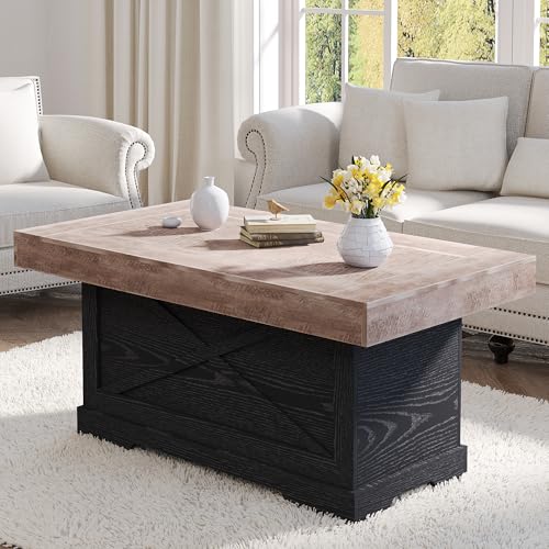 Vlsrka 100x55 CM Mesa de Centro de Madera para Sala, Mesa de Estar, Oficina o Consultoría Estilo Rústico, Muebles rústicos para Sala de Estar (Nogal)