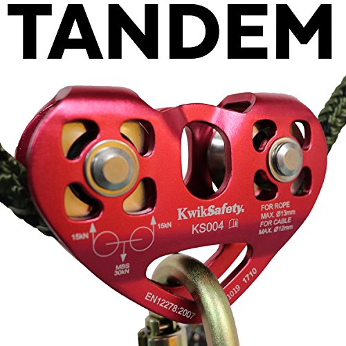 KwikSafety CRUISE | Tandem Pulley | Heavy Duty Lightweight Aluminum Alloy Climbing Gear | Min. Breaking Load 30 kN ROPE & CABLE | EN & CE Certified | High Performance Smooth Tension Zip Line System