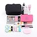 Lemoncy Travel Makeup Case Portable makeup Brush Bag Cosmetic Organizer Portable 2 layer Makeup Pouch Holder Preminm Makeup Storage Bag with Carry Handle for Cosmetics Brushes Toiletry Jewelry Black