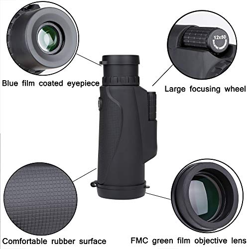 Monocular Telescope Dual Focus Prism Night Vision Waterproof dustproof Shockproof Scope for Bird Watching, Camping, Outdoor Hunting
