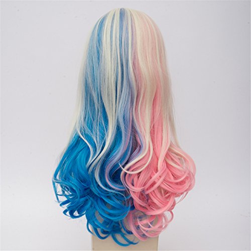 Topcosplay Women's Wig Curly Halloween Costume Cosplay Wig Blonde Mixed Blue Pink Gradient - Image 5