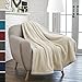 PAVILIA Sherpa Fleece Throw Blanket for Couch, Cream Beige, Plush Soft Fuzzy Sofa Blanket, Cozy Reversible Winter Throw for Women Men, 50x60 Inches