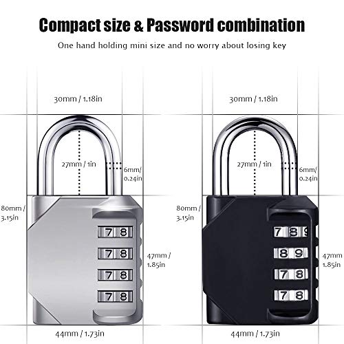 Connyam 2 Pack 4 Digit Combination Padlock, Luggage Lock Number Code Lock for Travel Suitcases Luggage Bag School Gym Lockers Filing Toolbox Case Door Fence Hasp Cabinet Storage