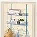 NEX Upgrade Over The Door Hook Shelf Organizer 5 Hooks with 2 Baskets Storage Rack for Coats & Towels, Chrome(Aqua Blue)