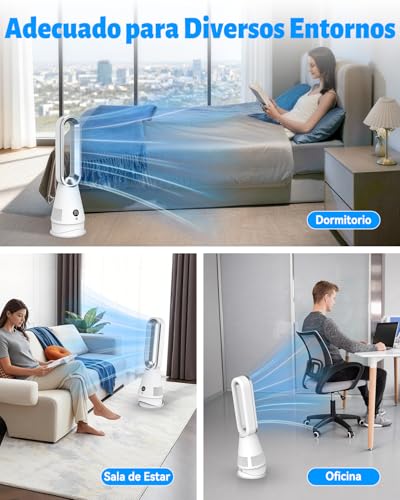 Ventilador Torre,62cm Ventilador de Pie Silencioso con Mando a Distancia,8 Velocidades,2 Modos(Sueño/Alta),Timer 9H,Pantalla LED, Oscilación 90°,35W Ventiladores Sin Aspas Portátiles para Casa/Oficina