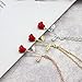 MUZHE Charm 3D Red Rose Flower Pendant Necklace, Romantic Rose Gift for Women, Beauty and The Beast Rose Jewelry, Gardeners Necklace (Gold Necklace)