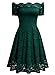 MissMay Women's Vintage Floral Lace Short Sleeve Boat Neck Cocktail Formal Swing Dress (X-Small, E-Green)