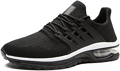Fires Mens Knit Fashion Sneakers Lace-up Casual Breathable Cushion Athletic Running Sports Walking Shoes (7.5, Black)