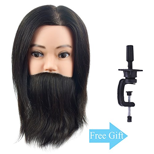 10" 100% Human Hair Cosmetology Mannequin Head Hairdressing Training Head Hairdressing Practice Doll Head Hair Styling Head with Free Clamp