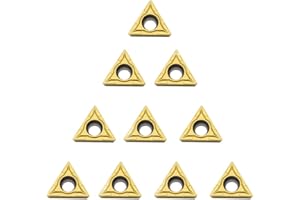 FELEOLIBE Carbide Turning InsertsTCMT110204，TCMT21.51 Indexable Carbide Lathe Tool，CNC Lathe Milling Inserts Tool for Steel Cast Iron Metal Machining and Turning Tool Holder Replacement Insert 10 Pieces/Pack