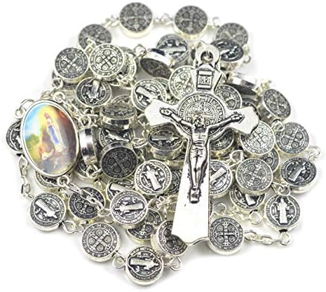 Virgin Lourdes Rosary Saint Benedict Beads Crucifix