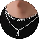 WEDDINEN Layered Initial Necklace for Men Boys Figaro Twist Rope Chain Letter Necklace Jewelry Birthday Valentines Gift for Him Men Boyfriend Teen Boys