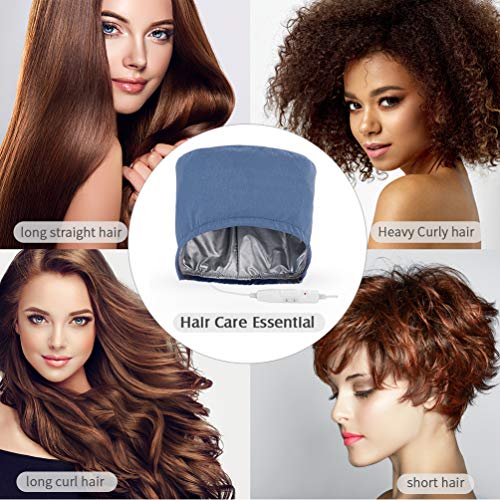 Upgrade Heating Cap for Hair Spa Beauty Steamer Nourishing Hat Hair Thermal Treatment Cap with 2 Mode Temperature Control, Blue