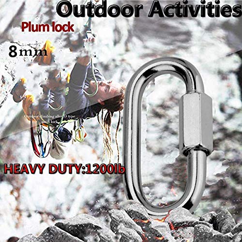 Quick-Link-Lsquirrel-304-Stainless-Steel-D-Shape-Locking-Carabiner-Heavy-Duty-Repair-Link-Pets-Keychain-for-Outdoor-Traveling-Equipment-M4-M6-M8-Capacity-200lb-600lb-1200lb-M6-10pack
